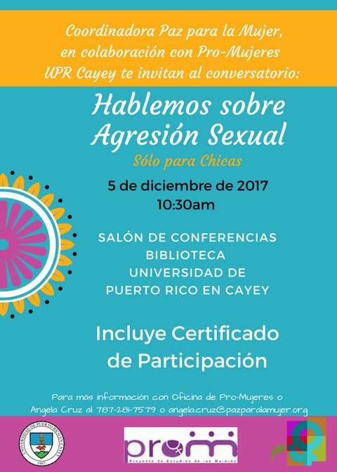 ProMujeresCayey's tweet photo. Te esperamos...Solo entre chicas!! @Pro_MujeresUPRC @uprcayey @CGE_Cayey https://t.co/0tk3vfmO1x
