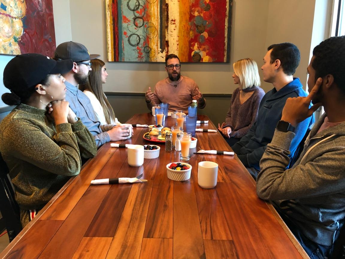 RyanMcCarty's tweet photo. I got to enjoy breakfast with 6 Millennials today to discuss work, life, purpose, and more. Can't wait to share the short film soon! #cultureofgood #dogoodyo https://t.co/0nPikvLNz3