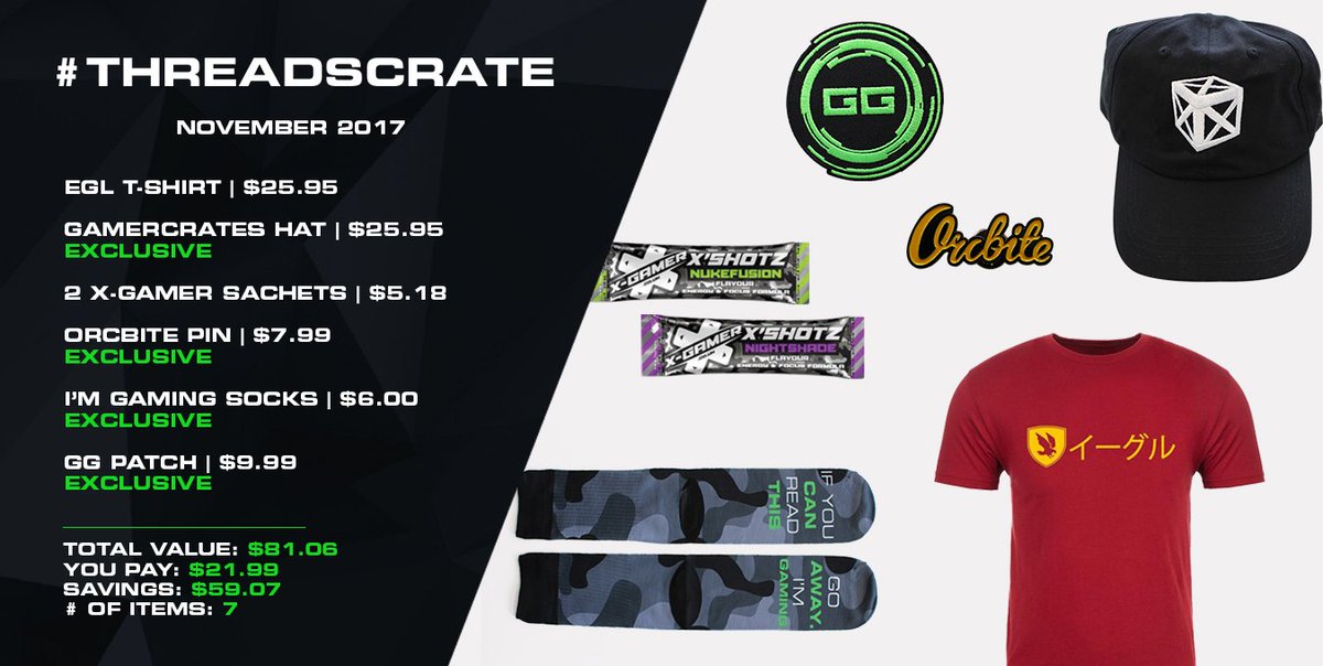 GamerCrates's tweet photo. The #ThreadsCrate is now available in the Pro-Shop! We have very limited sizes and quantities so make sure to grab yours NOW!
https://t.co/dU8ntWyi0l https://t.co/ap3puu5LuQ