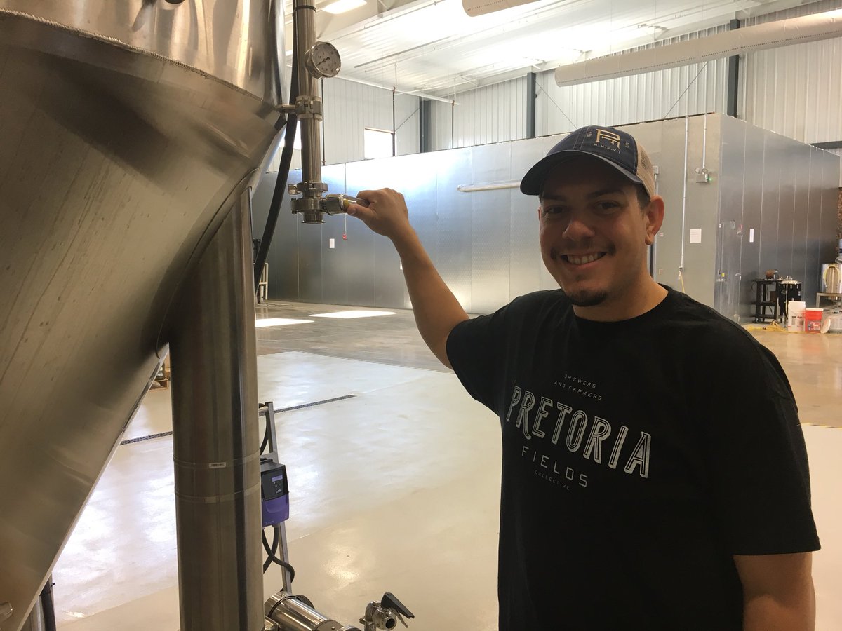 MelissaWALB's tweet photo. #PretoriaFields brewer checking out one of three beers you can try next Friday. Working up the details for opening, story @6. https://t.co/rdpSmC1bWG