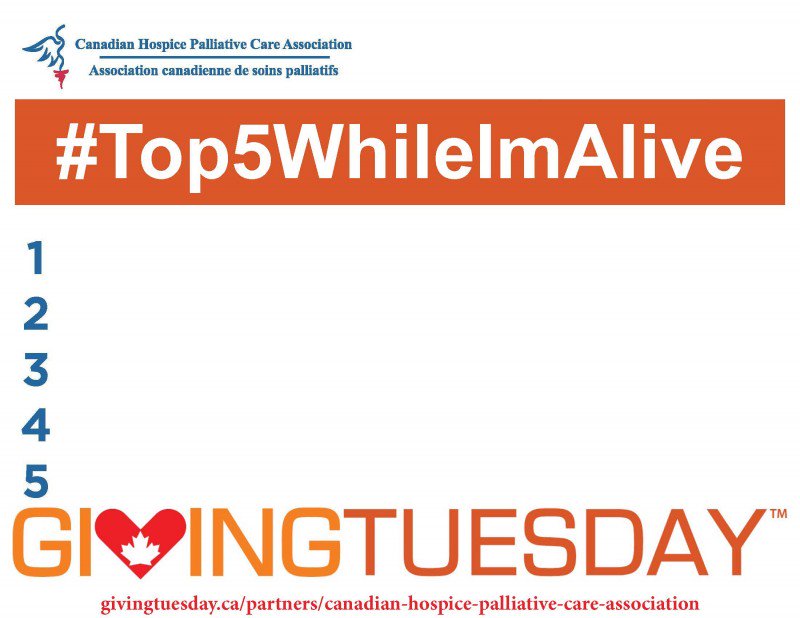 CanadianHPCAssn's tweet photo. How are you giving back this #GivingTuesday?
Share your stories with us today, and don't forget to fill out your #Top5WhileImAlive Bucket List. https://t.co/fhPzYtmtSc