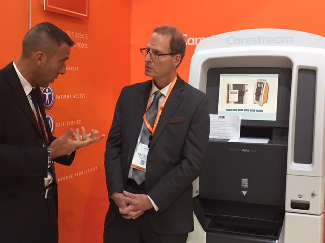 Carestream's tweet photo. MyVue Kiosk helps #imagingcenters save time and money. See it at #RSNA17. https://t.co/SzqCoHBgn9