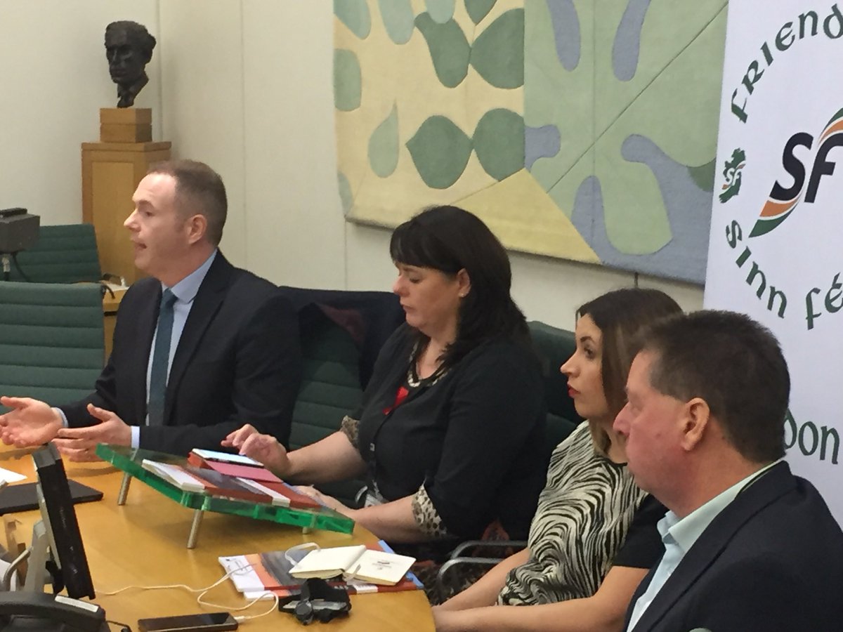 sinnfeinireland's tweet photo. Sinn Féin MPs speak to a full house in Westminster at a public meeting on the impact of Brexit on the island of Ireland.

Our representatives are making the case for Designated Special Status in Belfast, Dublin, Brussels and London. https://t.co/7DZfeiqcnC