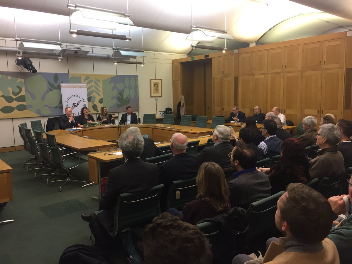 sinnfeinireland's tweet photo. Sinn Féin MPs speak to a full house in Westminster at a public meeting on the impact of Brexit on the island of Ireland.

Our representatives are making the case for Designated Special Status in Belfast, Dublin, Brussels and London. https://t.co/7DZfeiqcnC