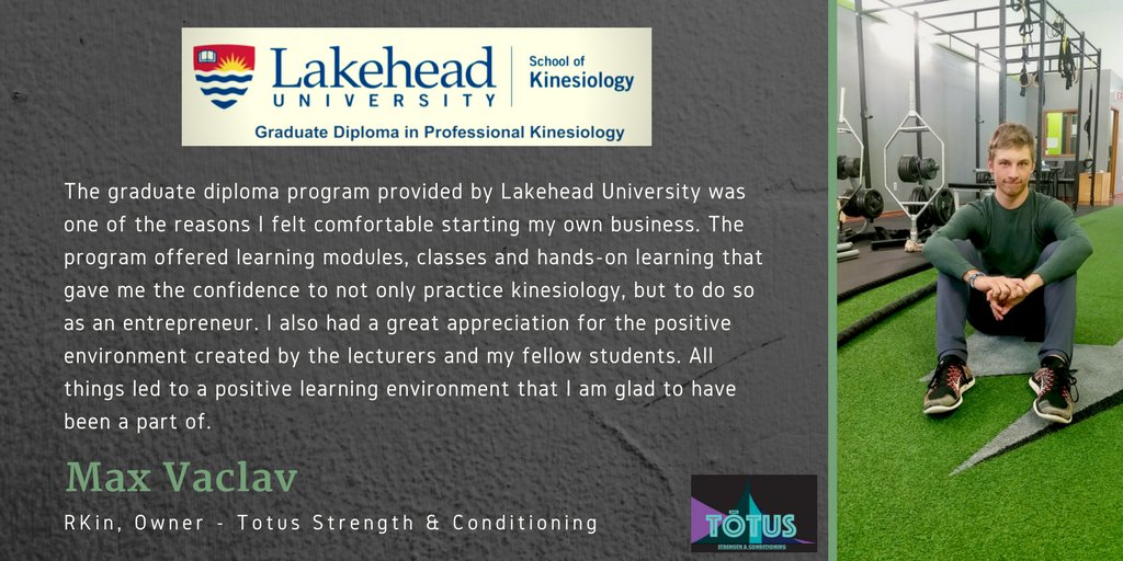 LakeheadUKIN's tweet photo. What are past #Lakehead Graduate Diploma in Professional Kinesiology students doing now? #kinesiology #ThisIsKin #WeRKin #ONKinesiology @CdnKinesiology #strength #conditioning #exercise https://t.co/FpU3hKCIZh