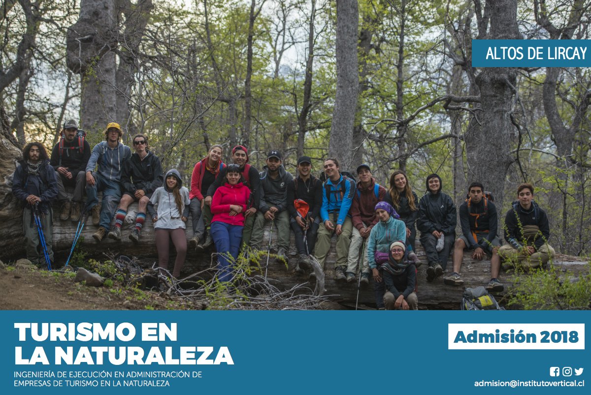 instvertical's tweet photo. ¡Continuamos con nuestro Proceso de Admisión 2018! 
MATRÍCULAS ABIERTAS admision@institutovertical.cl #TurismoEnLaNaturaleza https://t.co/JbfeVyMEB5
