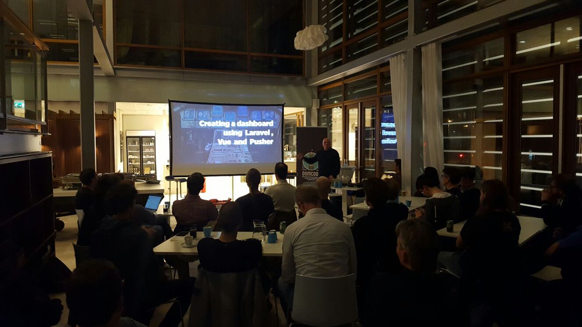 CaesarExperts's tweet photo. There is talk number 2! @freekmurze is explaining us how to build a dashboard with Laravel, Vue and Pusher. @DomCode #Laravel #Vue #Pusher #MeetUp #domcode #CaesarExperts https://t.co/1efJYjycNi