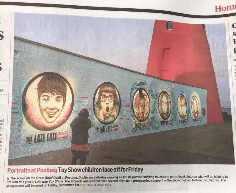 Did you see us in <a href="/IrishTimes/">The Irish Times</a> yesterday? #WaterfordWalls can now announce our biggest &amp; most exciting commission piece yet for a segment on the <a href="/rte/">RTÉ</a> #LateLateToyShow this Friday!! Don't forget to tune in for the big reveal!