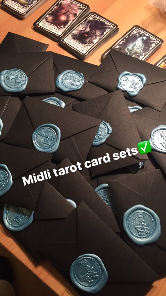 StarryHollowG's tweet photo. All the #Midli tarot card sets are sealed and ready! We will start shipping out #Kickstarter rewards in the next few days!! #gamedev #IndieGame https://t.co/IS24bddWXY
