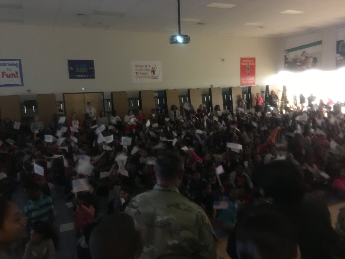 HRichardson_VB's tweet photo. @Newtown_E Ss saluting our veterans and their families! #grandflag #YouMatterNES @BeachSupe @LeadVBCPS @VBTitleI https://t.co/DVEPkmILzG