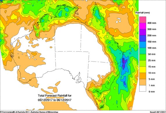 QLD_Hwy's tweet photo. Australia Latest Rainfall Information via the BOM.

Please take note.

Rainfall: Total Forecast Rainfall

Forecast for Wednesday 29 November 2017 to Wednesday 6 December https://t.co/3tRtOSGFfq