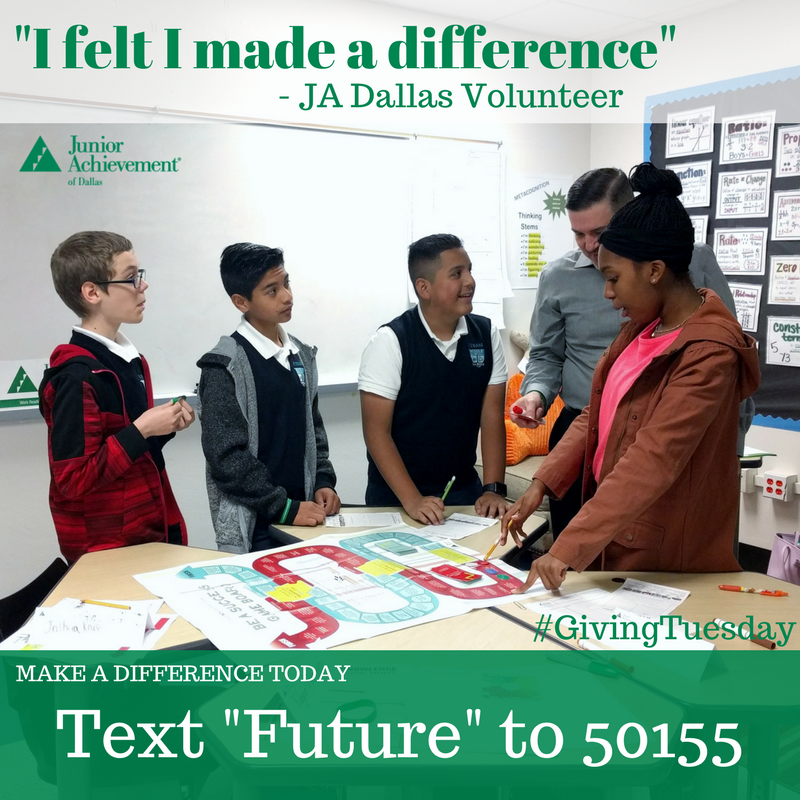 JADallas's tweet photo. Haven't made your #GivingTuesday donation yet? Now is the perfect time. You can impact our future leaders today!! #makeadifference #jadallas #ja #juniorachievement #philanthropy #nonprofit #education #financialliteracy #texttogive #textdonation #students #volunteers https://t.co/wzaeBbVATW