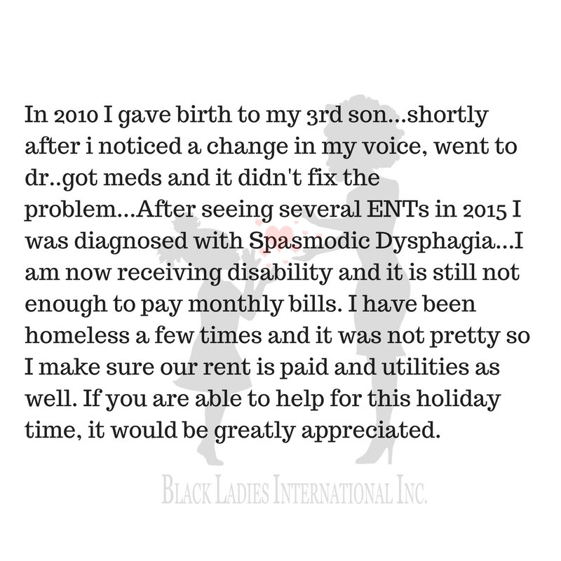 BlackLadiesInt's tweet photo. In honor of #GivingTuesday #GaGives Please consider giving to a family in need this holiday season by adopting a family through our annual Adopt-A-Family for Christmas program Below is a bio from one of the families in need Adopt a family today by going to https://t.co/NNVutoBf9Q https://t.co/XG5UqZ5bdU