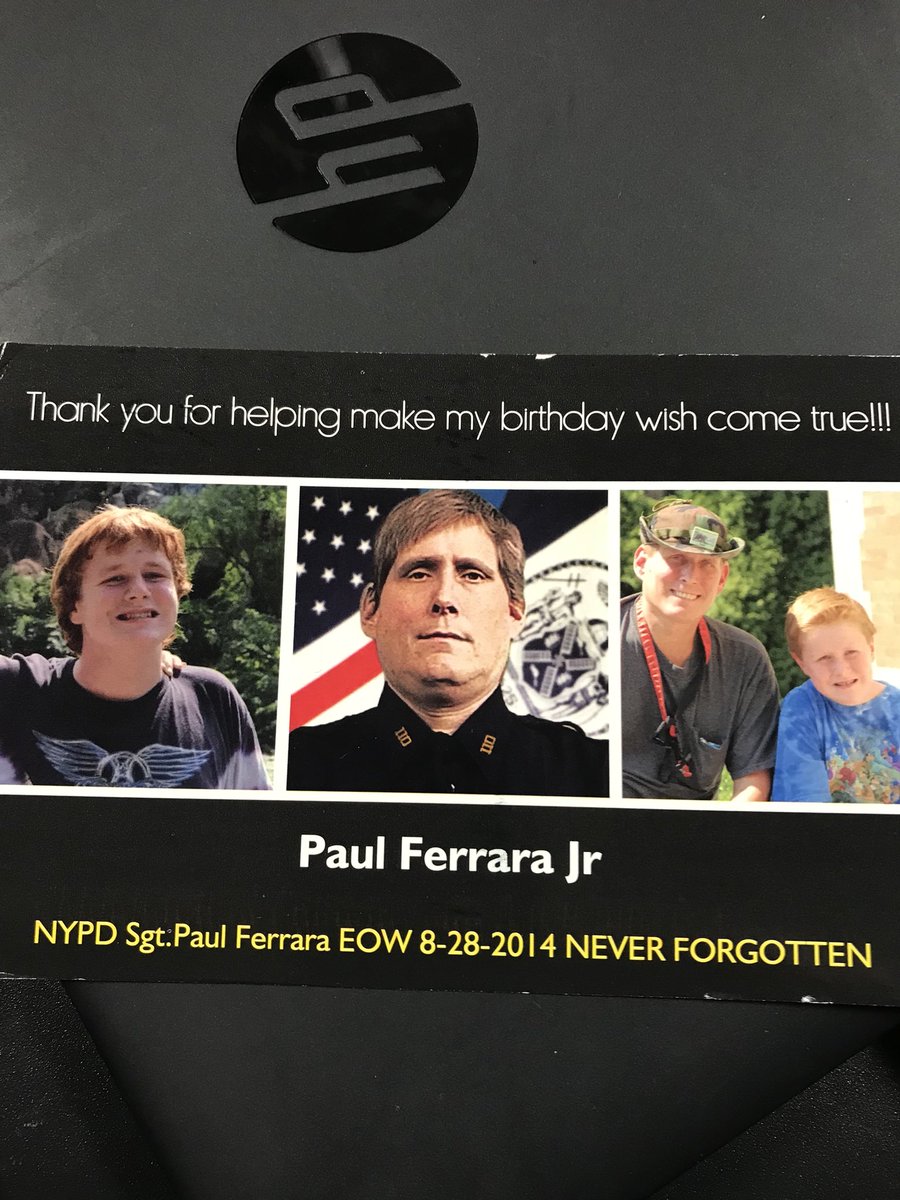 collegepnsc's tweet photo. Paul Jr lost his dad (NYPD) to cancer in 2014, he is a young man with Autism who loves patches. PNSC sent him a bundle and got a lovely card in return - take a look at his Facebook page &amp; attached pic for details #whatacollection #makehisday https://t.co/Aoo5MEXssO