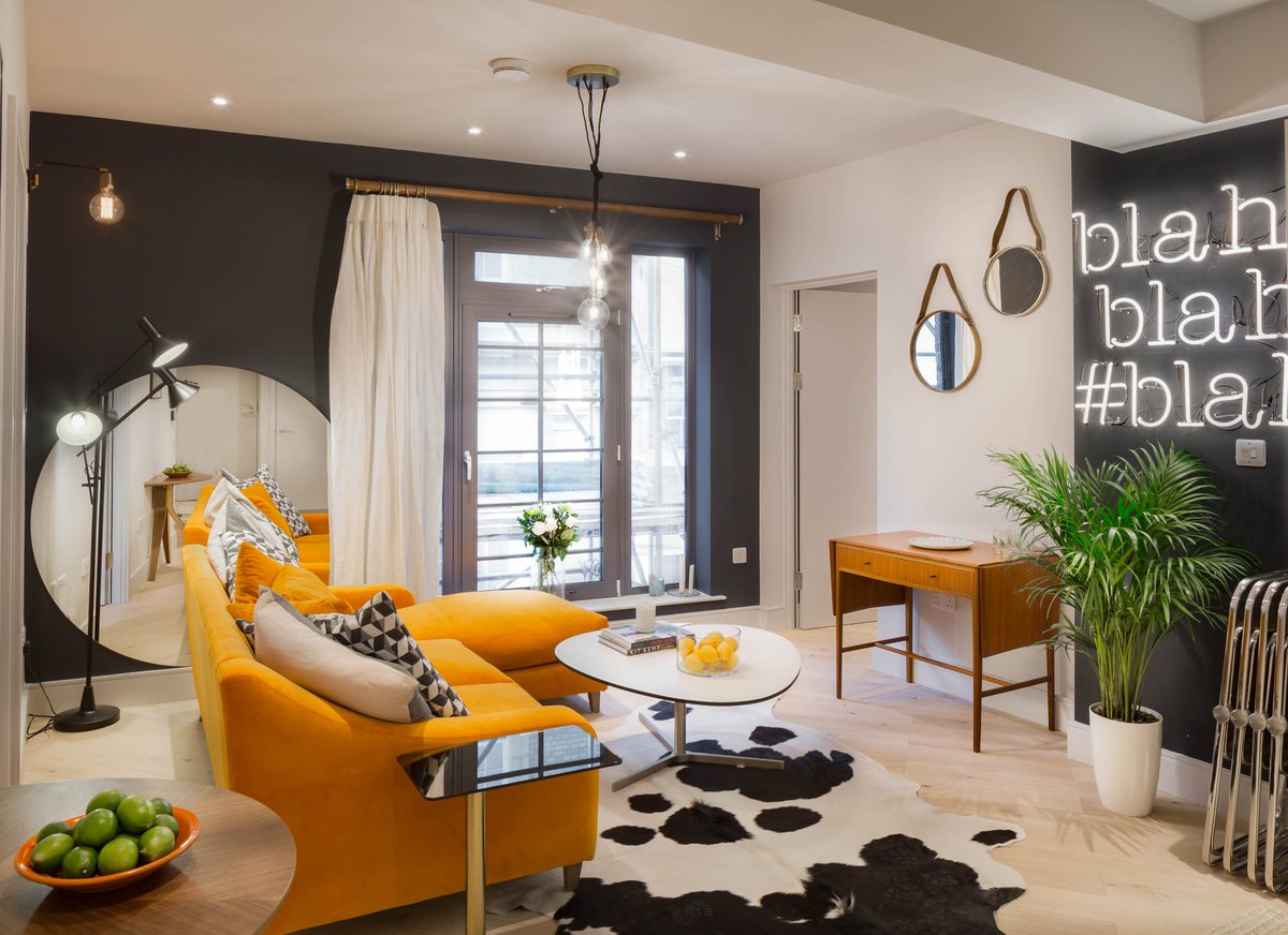 elementstudiosc's tweet photo. A bit more dark walls inspiration. This time for when we designed a Mad Men style show flat for @VerveProperty .......   #InteriorDesign #MidCenturyModern #MidMod https://t.co/sdVyvqC1bG
