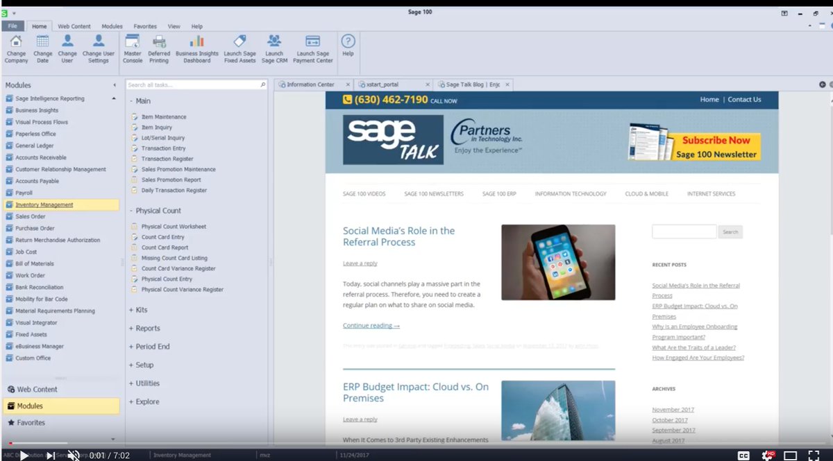 TSage100's tweet photo. Explore a few processes and features of #Sage100 #InventoryManagement #PhysicalCount. Learn where to setup cycle count codes. Discover how to select an inventory cycle. See a walk-through of Physical Count Entry. All in 7 minutes. https://t.co/ebmvCAlcDf https://t.co/kQFGxK14ML