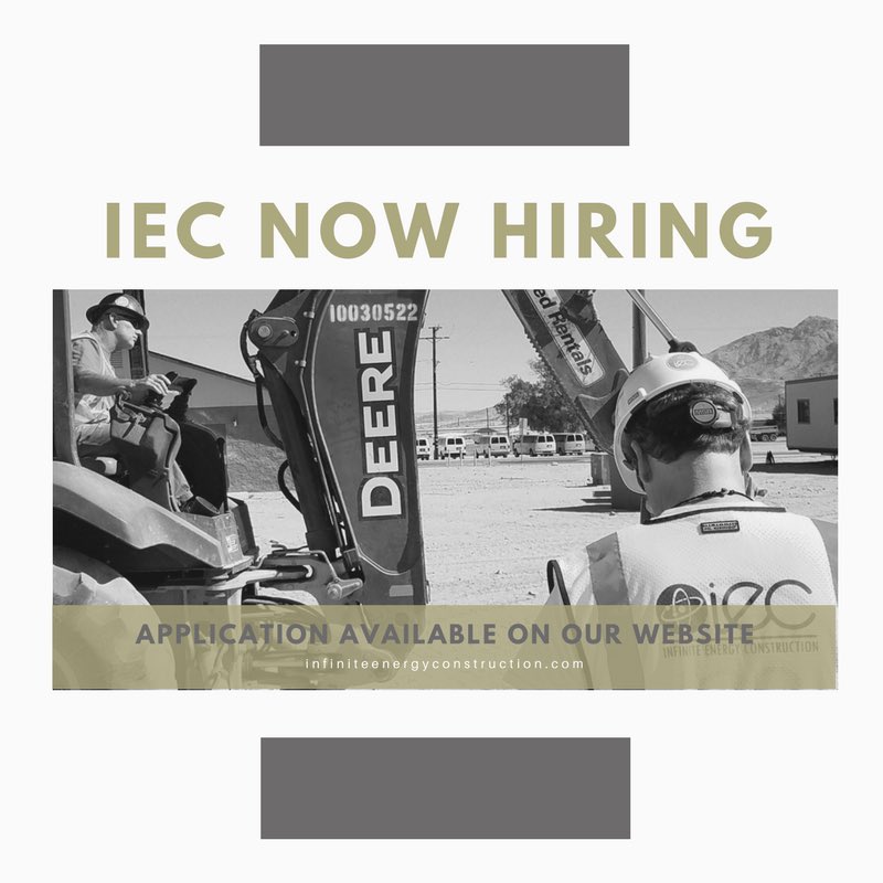 IEC is always looking for great people to join our team! 

Download our application at infiniteenergyconstruction.com/careers