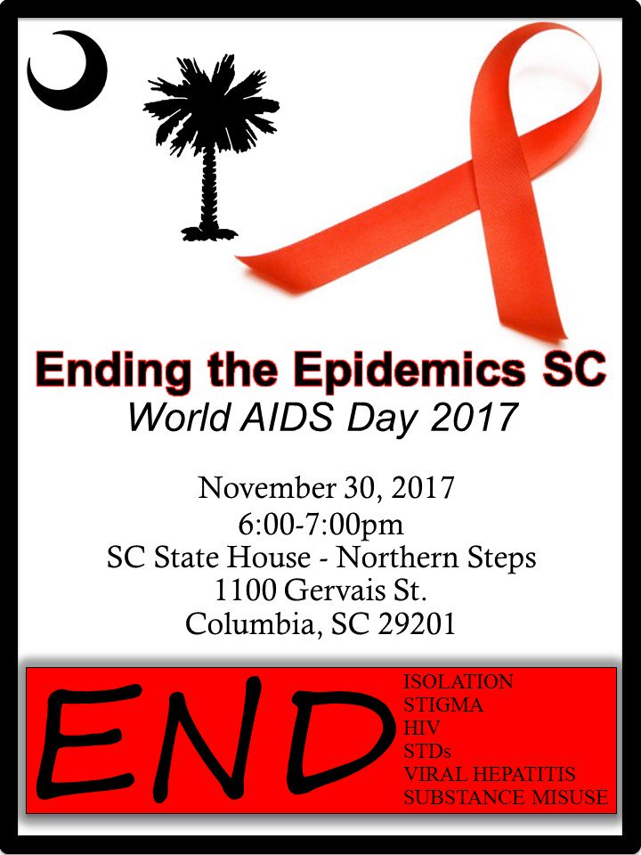UofSC_CHQ's tweet photo. Make plans to join us on Thursday for the launch of #EndingtheEpidemics and a commemoration of World AIDS Day!  #endHIV  #EndStigma https://t.co/PSrsWPlrM4