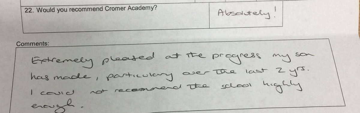 drgeoffbaker's tweet photo. Absolute pleasure to see parents of our fantastic Yr 11 students tonight @CromerAcademy. Loads of positives to share &amp; great to hear so many lovely things about staff team in feedback! https://t.co/N3U9C0Njoa