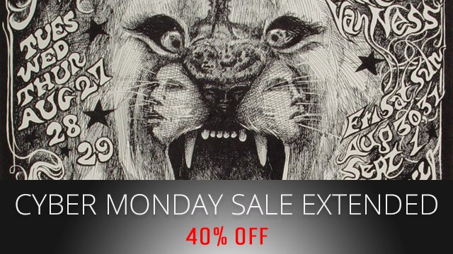 concertvault's tweet photo. Cyber Tueday? Sure why not? We've extended our #CyberMonday sale at https://t.co/mdsI4uobU3 thru today! Save 40% on all merch orders with promo code CYBER. 
https://t.co/Iko9S36wj1 https://t.co/HC2YNIDOul