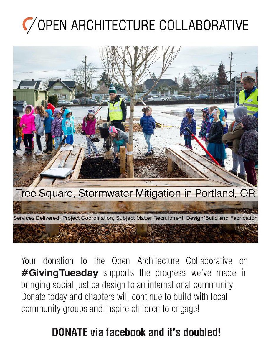 Help support chapter projects like this one from <a href="/openarch_pdx/">openarch_portland</a> ! Your donation to <a href="/openarchcollab/">Open Arch Collab</a> Facebook page today is DOUBLED by the <a href="/gatesfoundation/">Gates Foundation</a>. DONATE by clicking here facebook.com/OpenArchCollab/