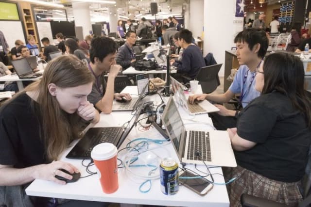 EducateEng's tweet photo. Are these the face of tomorrow's cyber security experts? @nyutandon's Cyber Security Awareness Week #CSAW games are a proving ground for the future's great cyber minds -> https://t.co/kOWIuatYxh https://t.co/fNOJuJsW42
