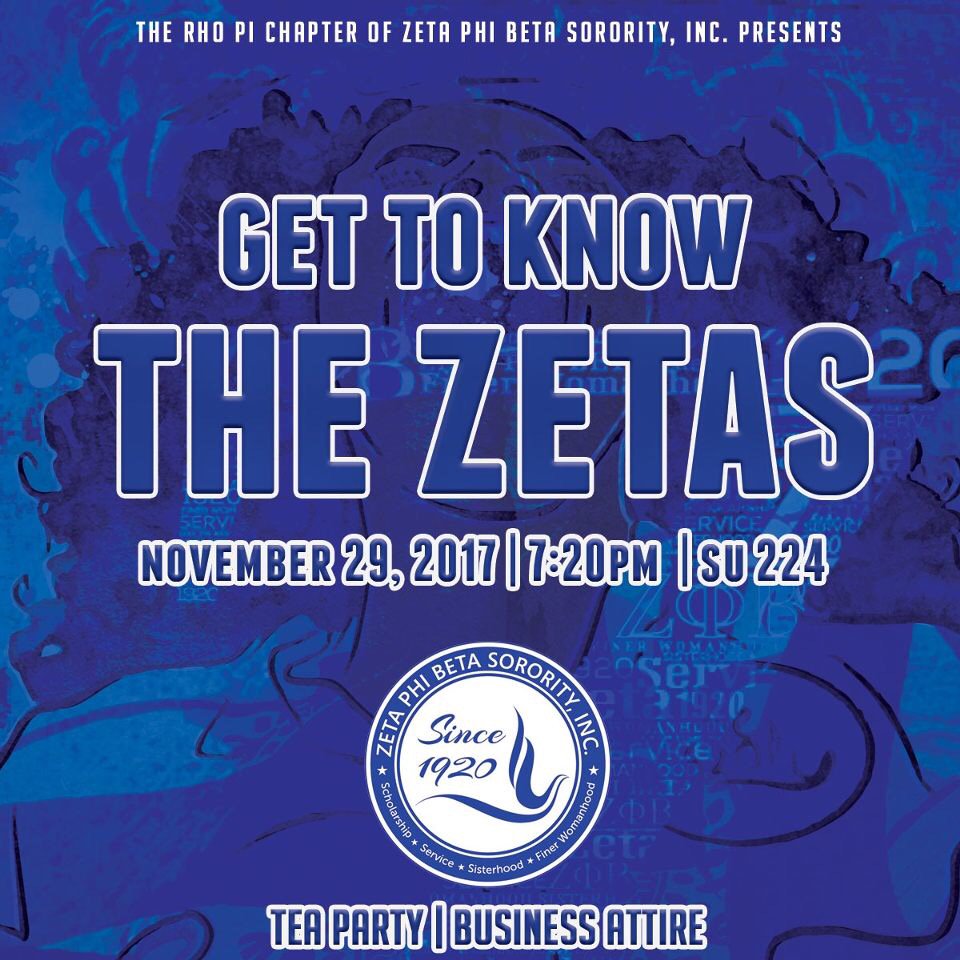 UnlvNphc's tweet photo. 💙🕊The Radiant Rho Pi chapter of Zeta Phi Beta Sorority, Inc. is hosting Get to Know the Zetas, tomorrow at 7:20 pm, inside SU room 224.  Everyone one is welcome to attend, hot tea &amp; light snacks will be served.  Please come dressed business casual &amp; be ready to have fun! https://t.co/735fwgV0Hm