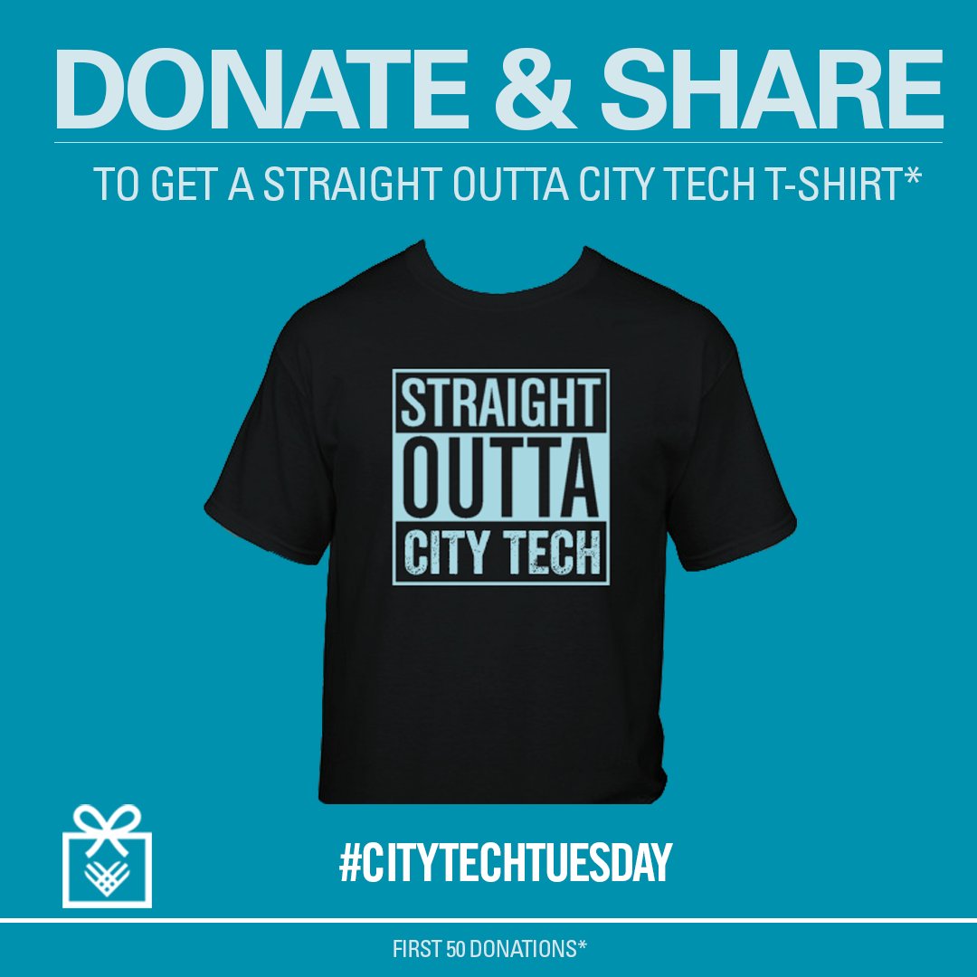 CityTechAlumni's tweet photo. Get a limited edition "Straight Outta City Tech" t-shirt when you make a donation of $50 or more on #givingtuesday and share it on your social media use #citytechtuesday (1st 50 donors).
Funds raised go to: • Emergency Funding (i.e. food, housing, books)
https://t.co/5GfoVmEvBS https://t.co/3v7dzJbjfr