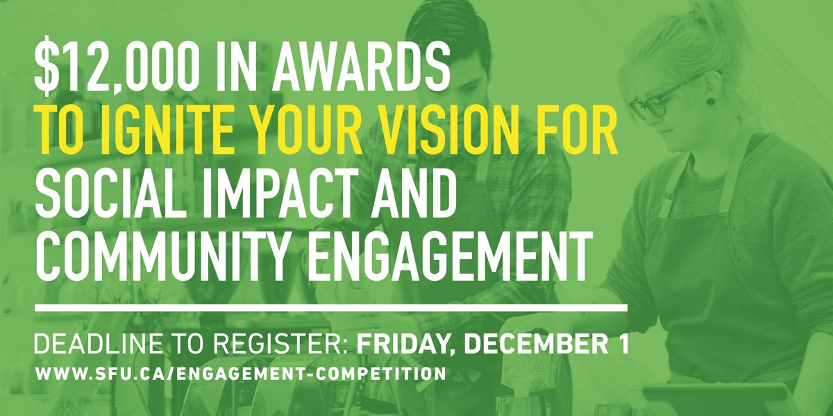 SFUPublicSquare's tweet photo. Donβt let #examBrain ruin your chance at $3,000. Register your idea before Dec 1. https://t.co/fEEXH5FMAD #BeTheChange #SFUInnovates. https://t.co/hUCD3Ux4QQ