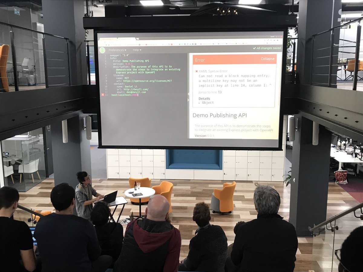 zinc_work's tweet photo. Thanks @lakatos88 &amp; @d4nyll &amp; @EddYerburgh For bringing us a Vue of Nexmo with Swagger. #nodeworkshops #automateSMS #VueJS @Nexmo * https://t.co/7FDXKCe1F3