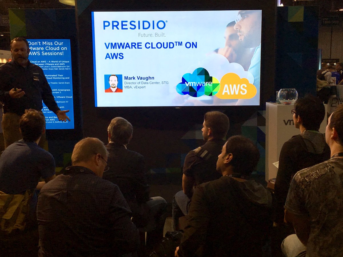 vinu1's tweet photo. Standing room only 4 @mvaughn25 @Presidio Presidio on @VMware #VMWonAWS #AWSreInvent https://t.co/wfuD0USysD