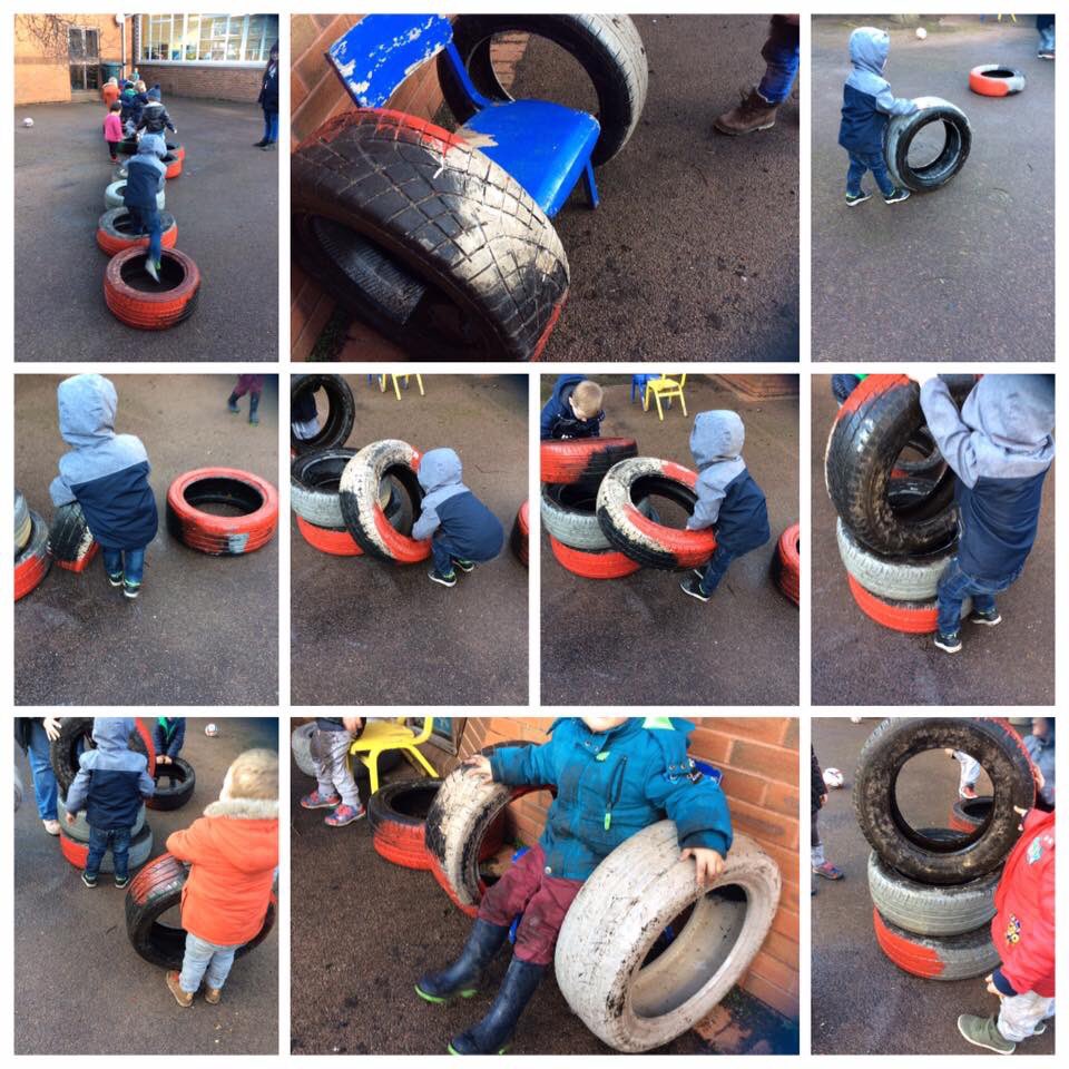 Physical and PSD skills using the tyres outdoors, Ladywell Children’s Centre <a href="/powyssch/">Ysgolion Powys</a> <a href="/magikinc17/">Magik Incorporated</a>