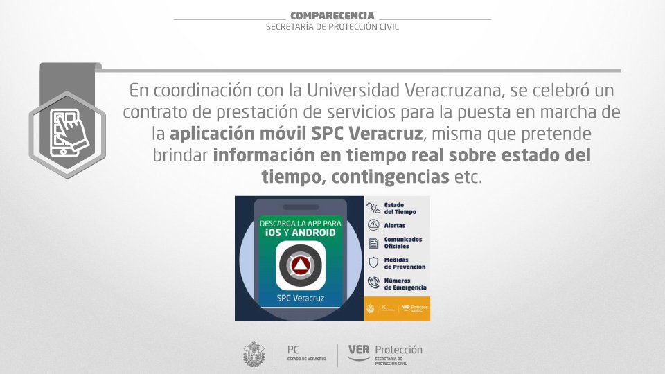 PCEstatalVer's tweet photo. En coordinación con la #UniversidadVeracruzana, lanzamos la aplicación movil "SPC Veracruz" que brinda información en tiempo real sobre el estado del tiempo, contingencias, recomendaciones y números de emergencia de acuerdo a tu ubicación. https://t.co/iF4ESLMd3B