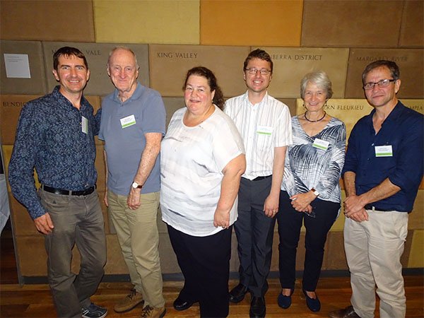 CSIROPublishing's tweet photo. We've been trying to come up with a collective noun for a group of #AusSysBot editorial board members, snapped here at #Systematics2017 - a pod of board members? A shrub of board members? https://t.co/RqwvjWmRNI