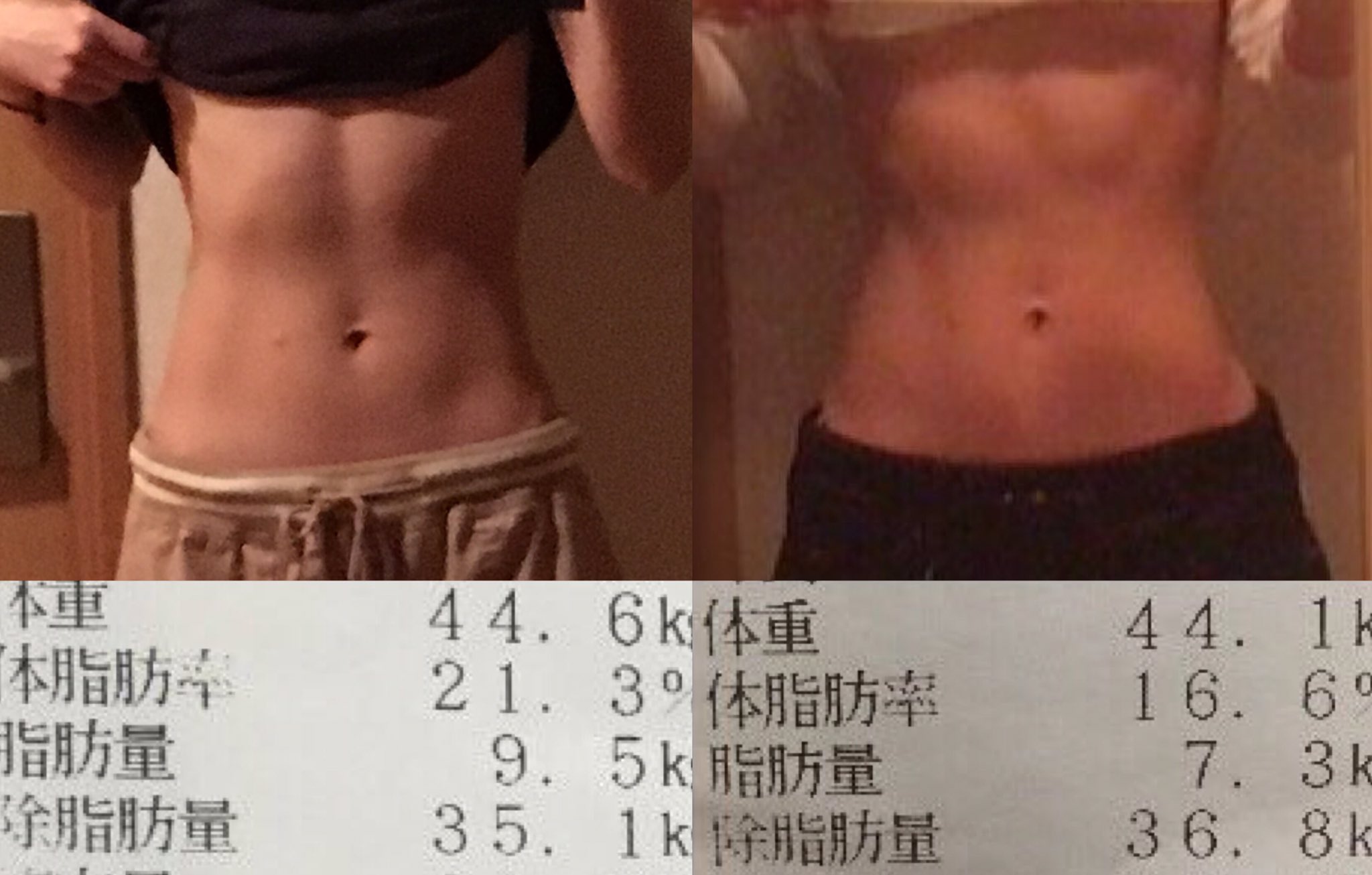 A ほぼ同じ体重だけど体脂肪率の違いでお腹こんなに違う A ほぼ同じ体重だけど体脂肪率の違いでお腹こんなに違う