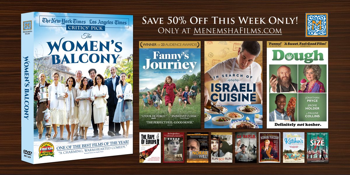 SALE EXTENDED! Save on <a href="/WomensBalcony/">The Women's Balcony</a> and all our award-winning films on DVD! Enter the coupon code BLACKFRIDAY to receive 50% off your order at MenemshaFilms.com  #CyberWeek