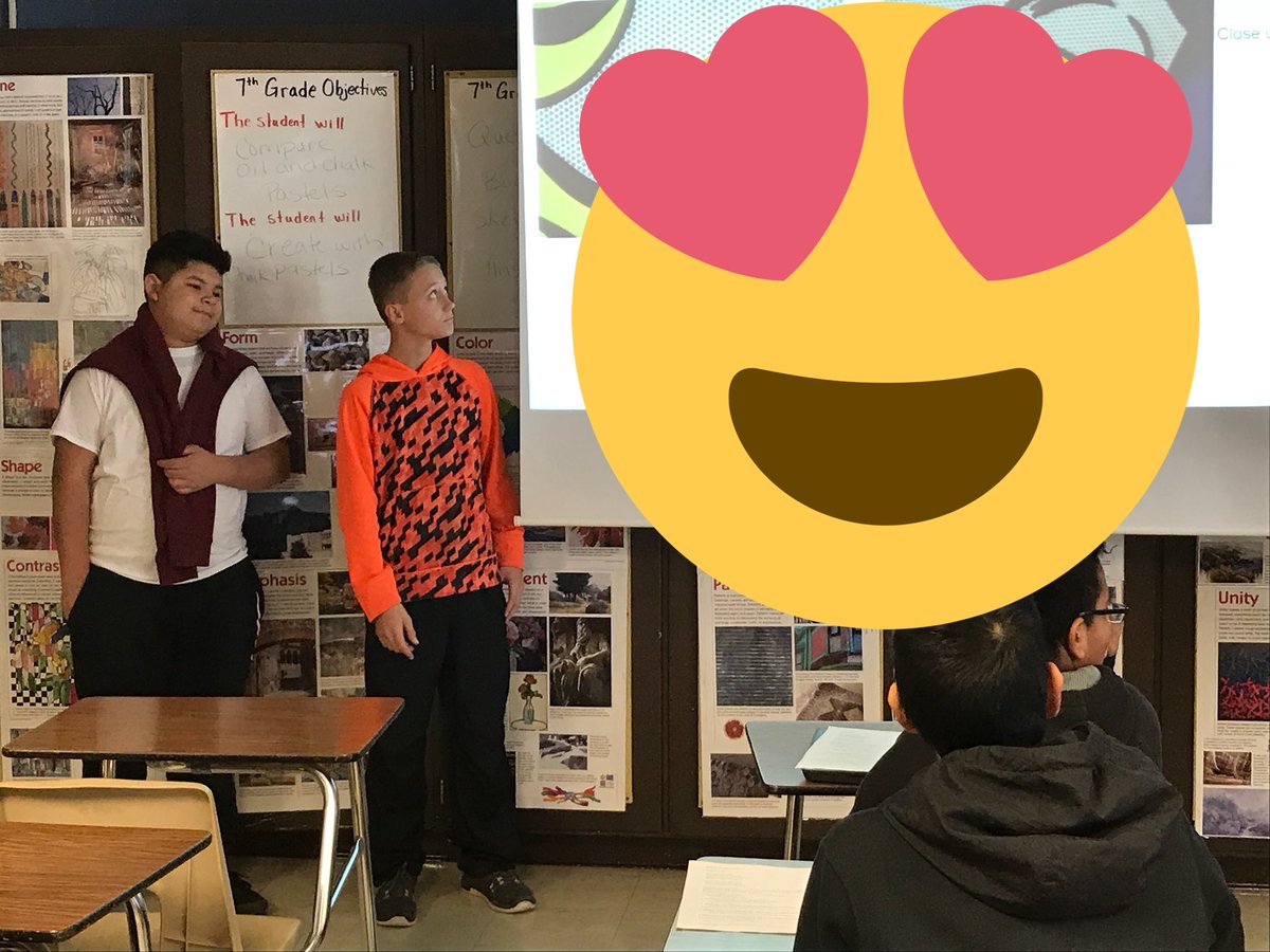 RuzickaART's tweet photo. 8th grade sharing artist knowledge found #artresearch @NJHS_Panther @RuzickaART https://t.co/NY9YiAyYFm