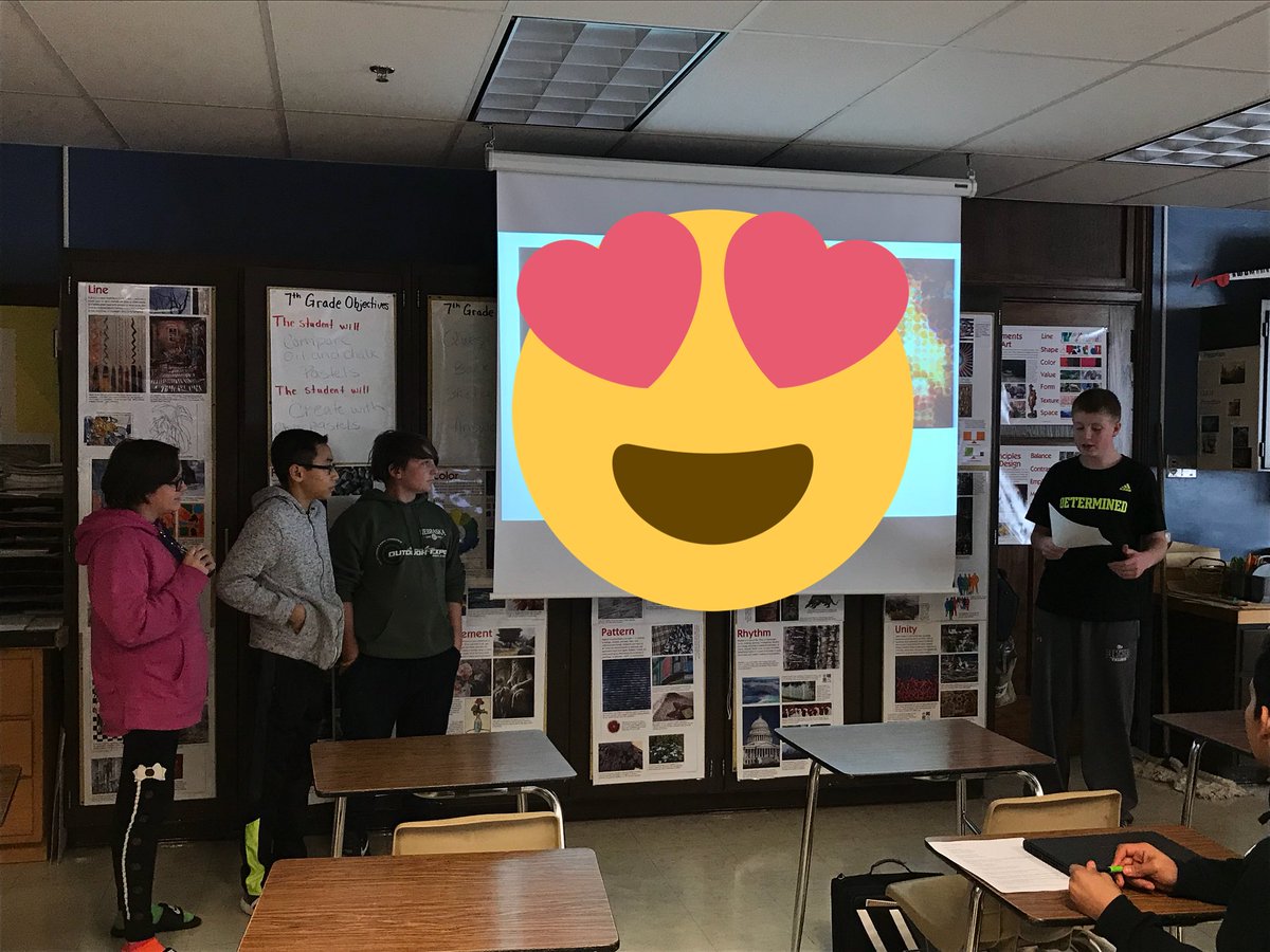 RuzickaART's tweet photo. 8th grade sharing artist knowledge found #artresearch @NJHS_Panther @RuzickaART https://t.co/NY9YiAyYFm