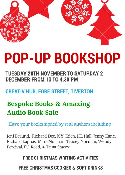 PJReed_author's tweet image. Back at the Tiverton Pop-Up Bookshop tomorrow! If you want some great books for Christmas presents this year pop-in and have a wander through our range of books!