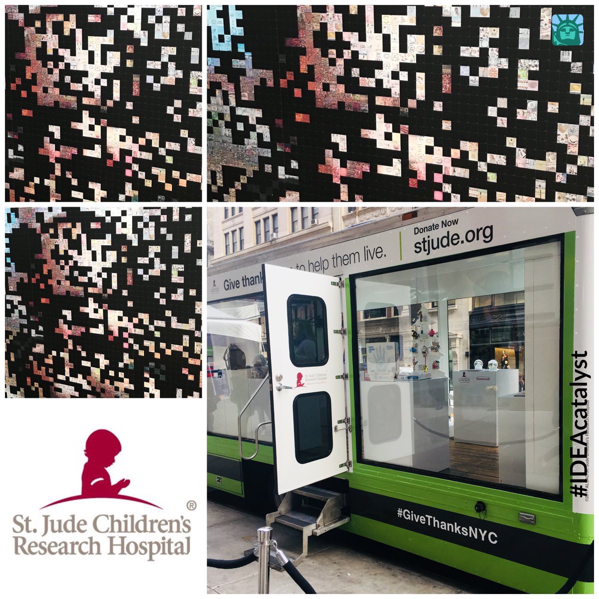 IdeaCatalyst1's tweet photo. Great pop up for a cause NYC Fifth Ave x 17th St. Really cool #StJude wall art coming together #BrightIdeas powered by #ThisIsLuster #GiveThanksNYC #GivingTuesday2017 #GivingTuesday #IDEAcatalyst https://t.co/vHgGwHZcuC