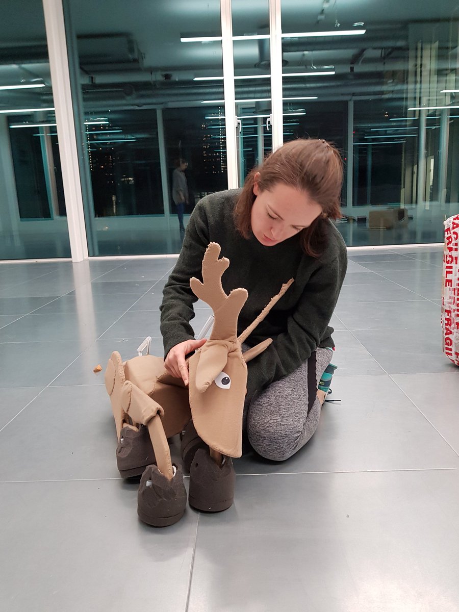 davidpittactor's tweet photo. An especially adorable photo of Rennie the reindeer and @franburgoyne from today's first rehearsal for 'Fran and the Littlest Reindeer', appearing at @BreadandRosesTC 15-17/12 and @rosemarybranch 19-20/12. Script by @theatreofwords. #reindeer #theatre #longtweet https://t.co/DkT8ViO7hX