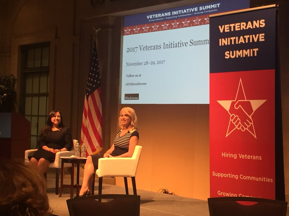 RobertWheeler27's tweet photo. @KellyannePolls and Jennifer Korn represent @WhiteHouse talking to us about the tremendous value of hiring #militaryspouses and #militaryfamilies and other ways we can help at the #VeteransInitiativeSummit #PEHiresHeroes @OneCarlyle @blackstone https://t.co/01p7EvQOcd