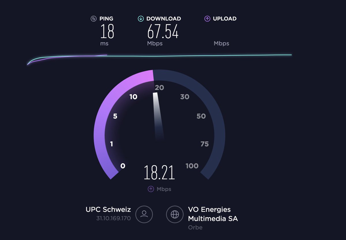 merlinhi's tweet photo. @UPC_Switzerland Internet speed of my Internet 200 Mpbs package has been very slow since a few weeks, ~60Mbps every time i check https://t.co/hqBglpqr2F