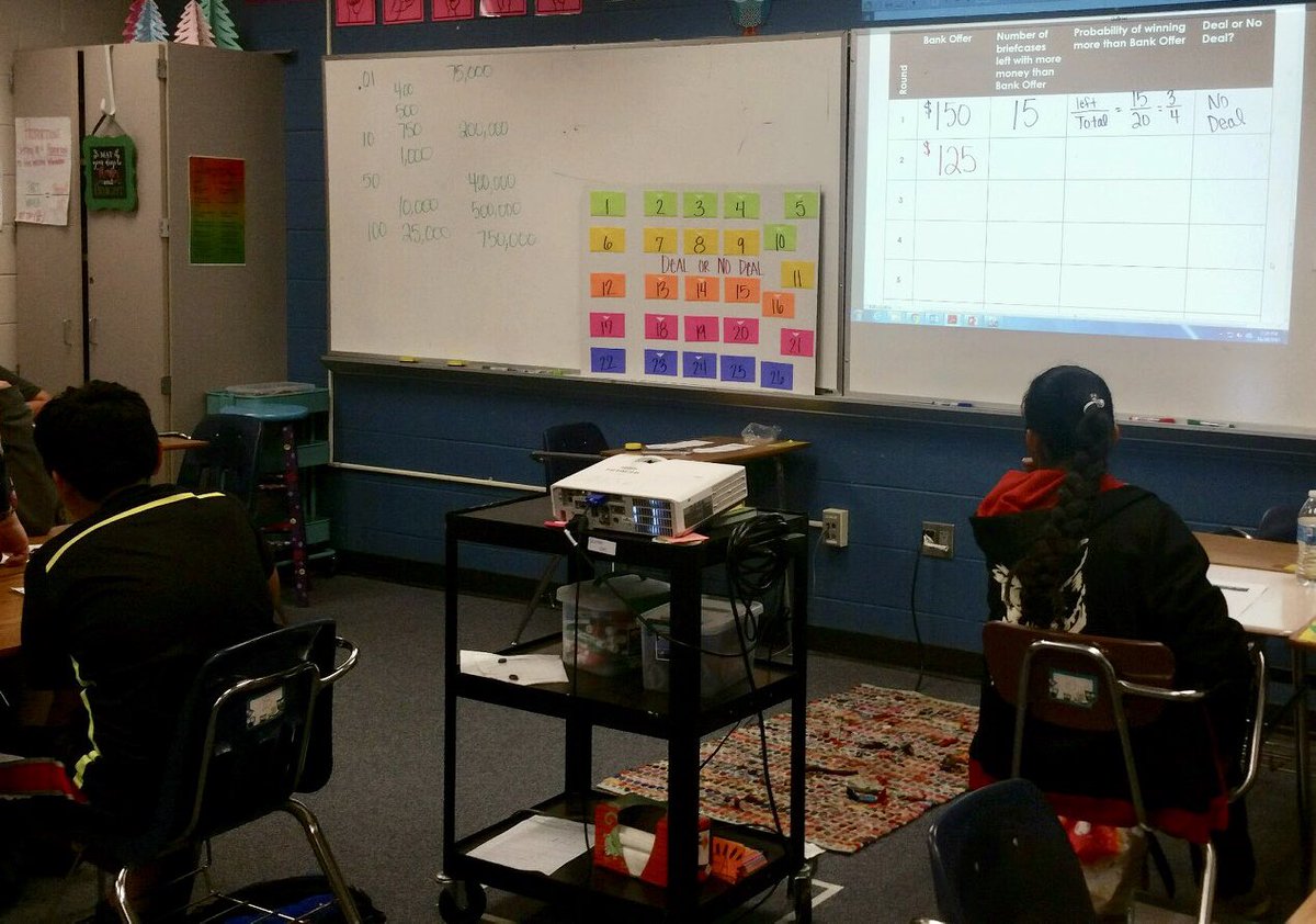 quinlanmath's tweet photo. Probability using deal or no deal concept. We walked home with 50,000 imaginary dollars and we couldn’t be more excited! #CCISDlearns @SCIS_CCISD #SCIS #CCISDsecmathlearns https://t.co/W7C51uNpTF