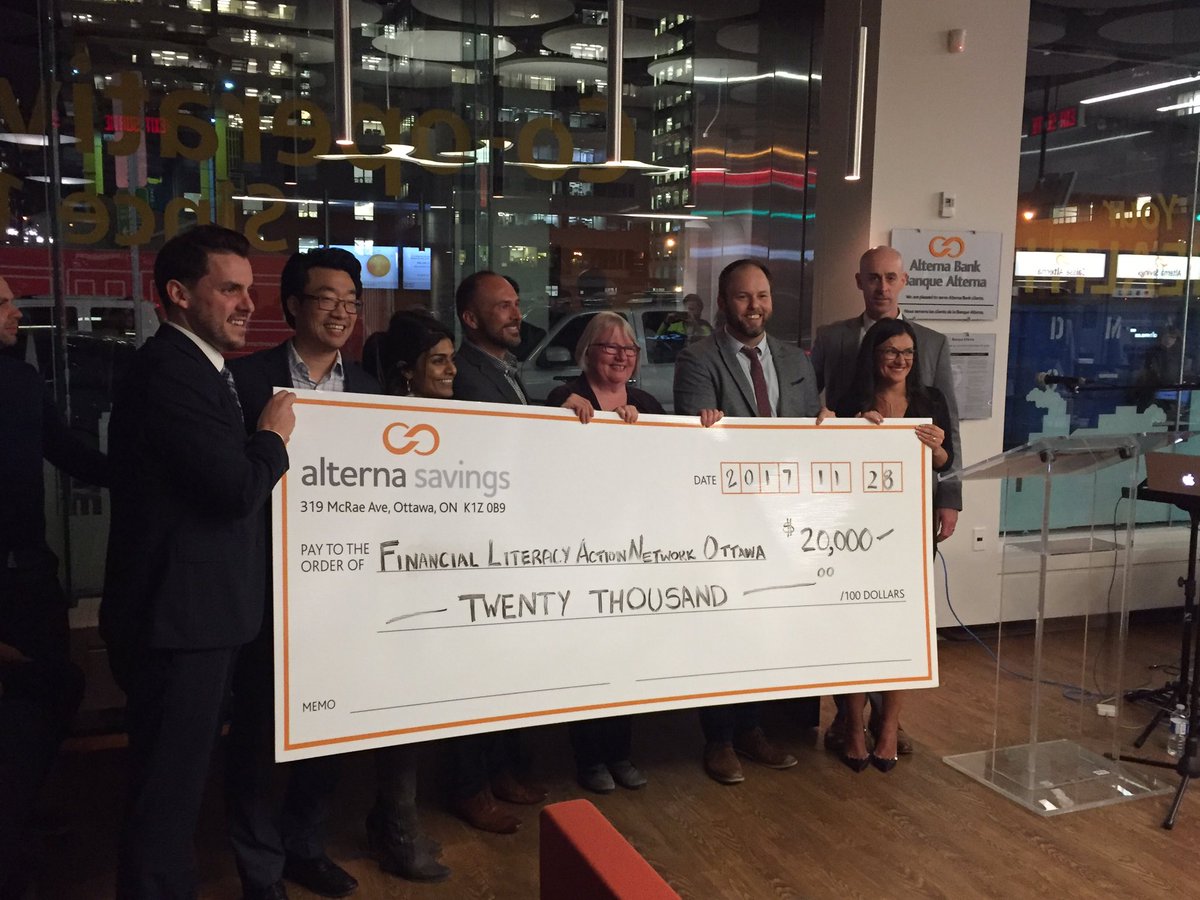 CausewayWork's tweet photo. Thank you to @alternasavings for their $20,000 grant to @FinLitOttawa! This will support members of the community to provide #finlit services to those who need financial services like budget counselling https://t.co/RAERYtFRcj