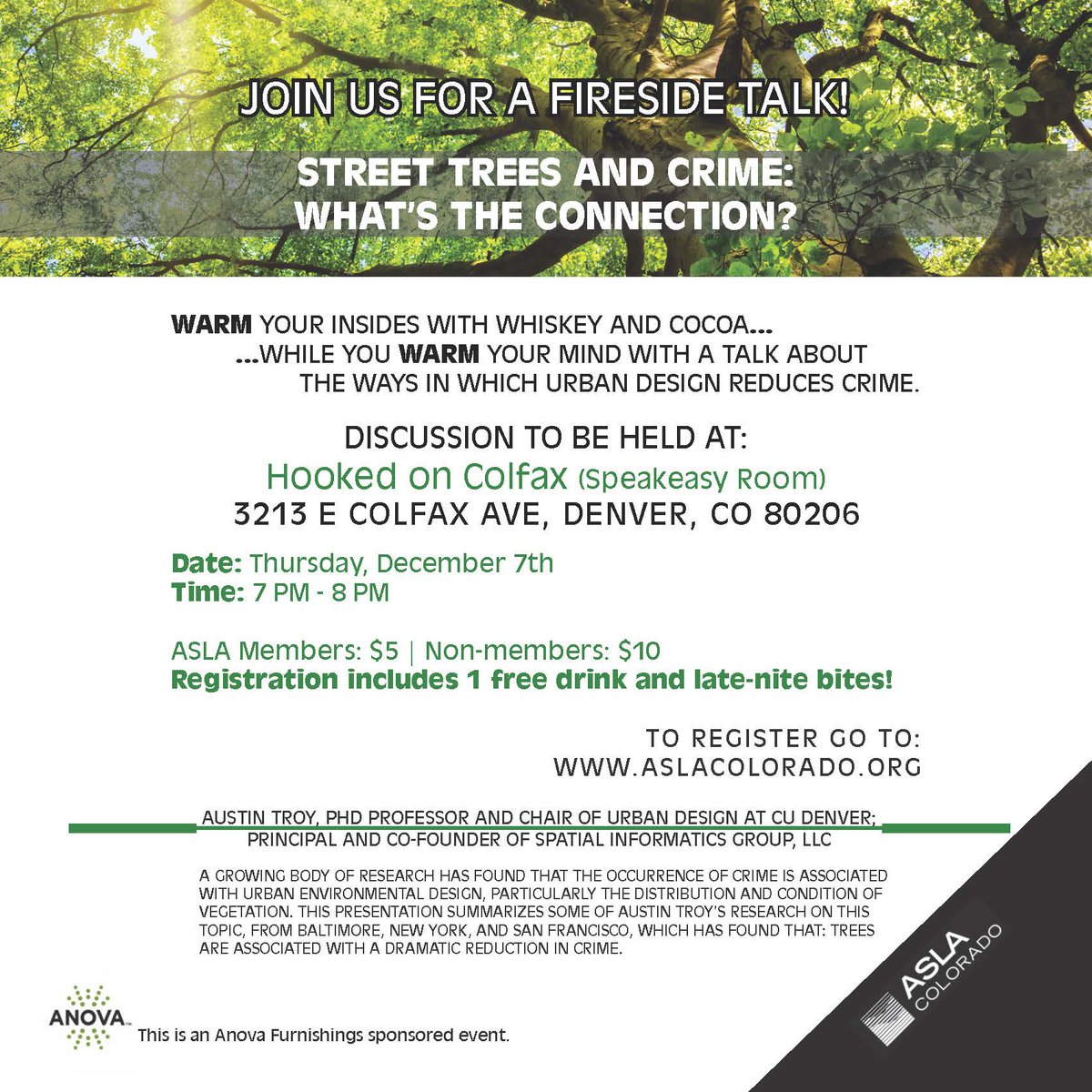 aslacolorado's tweet photo. Join the ASLA Colorado for food, drinks, and engaging discussion at Hooked on Colfax next Thursday, December 7th at 7 pm! Register online at https://t.co/F3fdpu2tg7 to join the fun! Follow the link below https://t.co/XRnCwCRUVN https://t.co/JznaGAVc7z