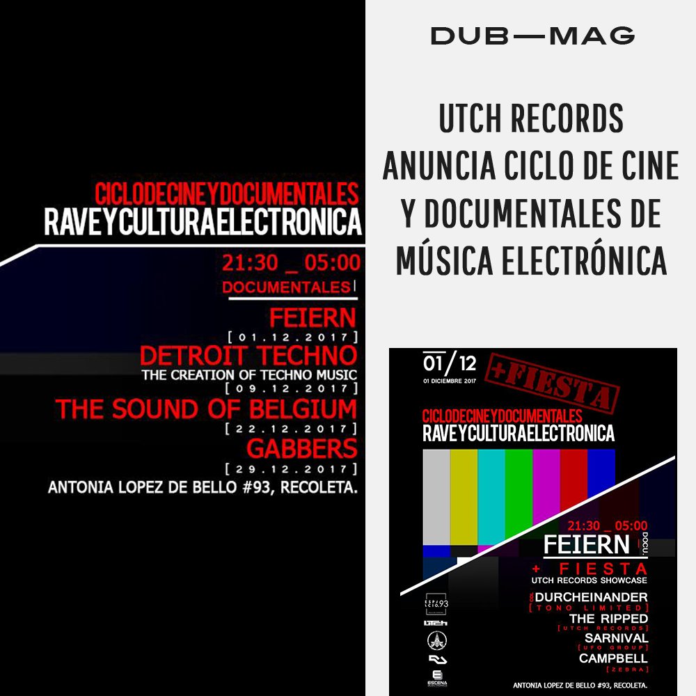 ¡Imperdible! UTCH Records Chile anunció hoy su Ciclo de Cine y Documentales de música electrónica en Santiago: goo.gl/2cjJgk