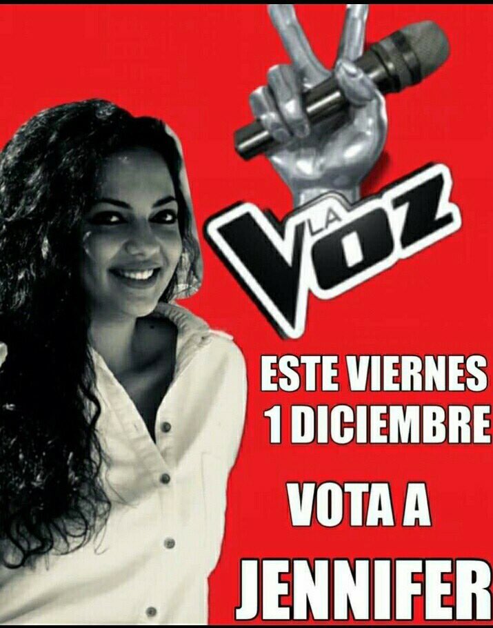 mfmaria8's tweet photo. Este viernes a las 22:00  todos viendo la voz y lo más importante todos votando a Jennifer fourcant https://t.co/1V7GhetnfW