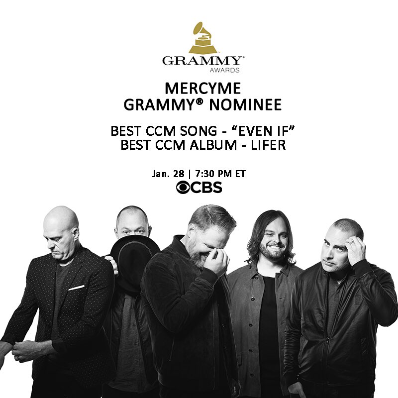mercyme's tweet photo. "When you're in a band for 23 years, your priorities tend to change a bit. Things that seemed important in the beginning just aren't that important today. That being said, being nominated for a GRAMMY® is NOT one of those things. We are incredibly grateful." – Bart Millard https://t.co/t361S7uPBv