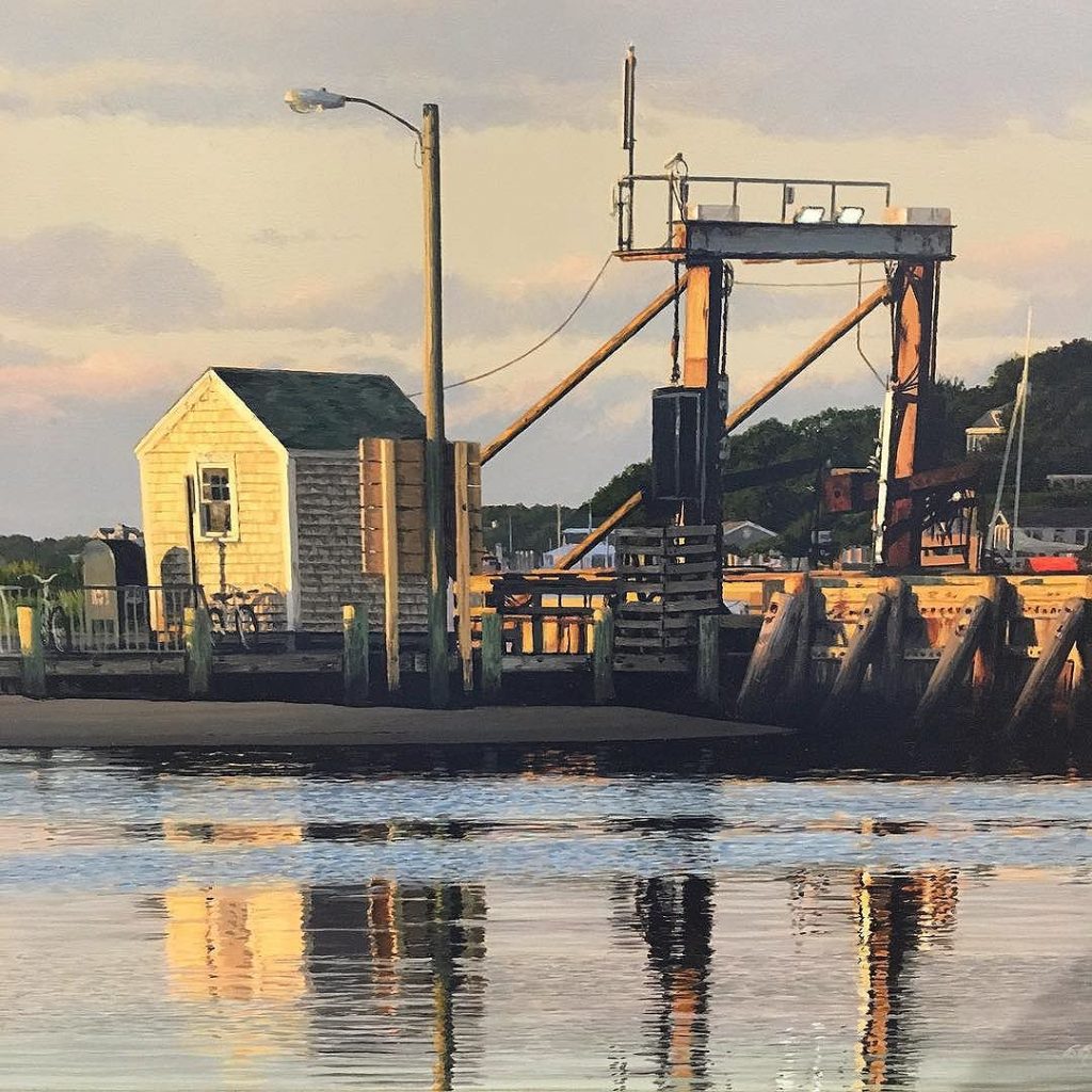 mike_truman's tweet photo. No ferry line this time of year! #chappyferry #chappy #originalartwork #painting #acrylicpainting by Forrest Rodts #marblehead #marthasvineyard @northwatergallery #edgartown #finea https://t.co/jFQO0dGR9z https://t.co/ZWF99WkHTR